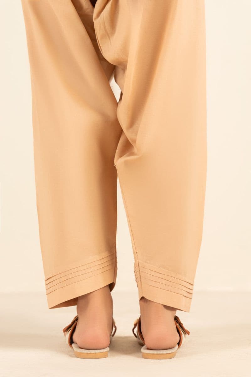 Beige Solid Cambric Ready-to-Wear Trouser thumbnail