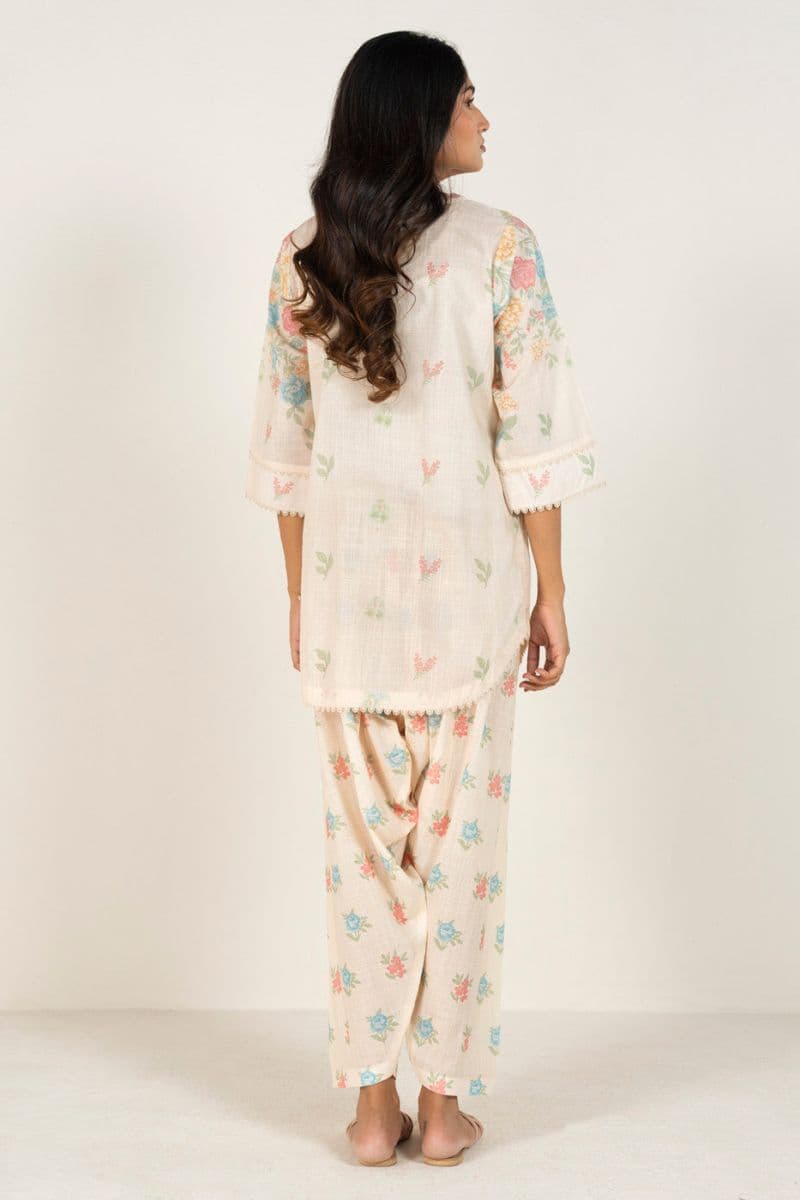 Cream Printed Two Way Slub 2 Piece Ready-to-Wear Shalwar thumbnail
