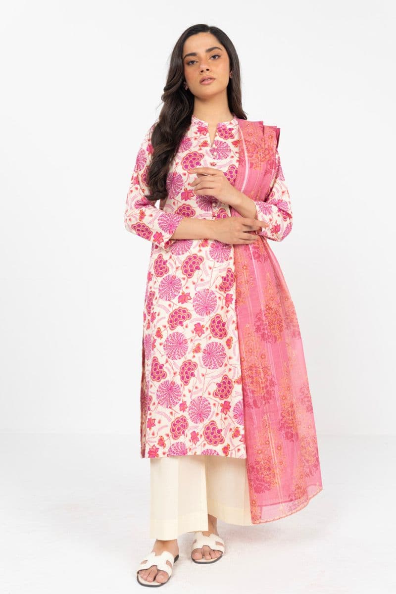 Beige/Pink Printed Cambric Ready-to-Wear Shirt thumbnail