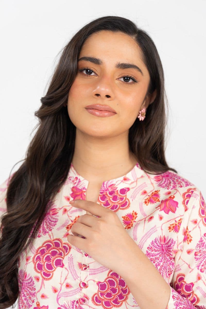 Beige/Pink Printed Cambric Ready-to-Wear Shirt thumbnail