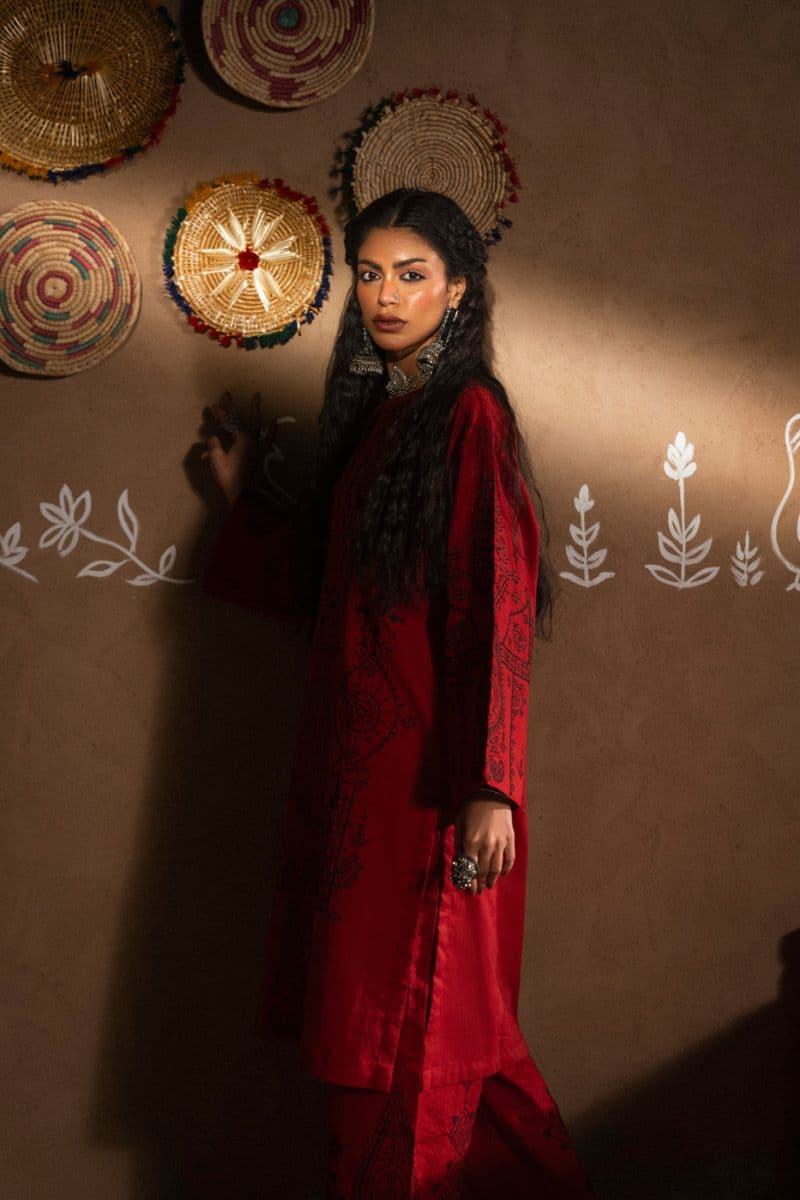 Maroon Embroidered Dobby 2 Piece Ready-to-Wear Shirt thumbnail