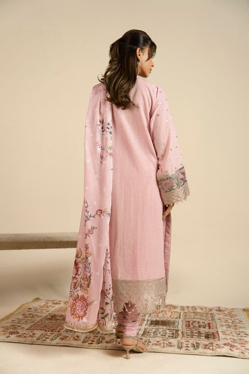 Pink Embroidered Dobby 3 Piece Unstitched Suit thumbnail