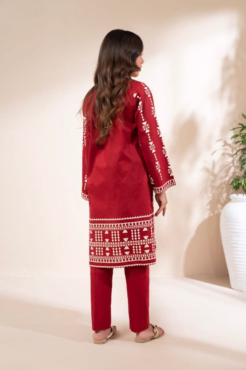 Red Printed Cotton Silk 2 Piece Dupatta thumbnail