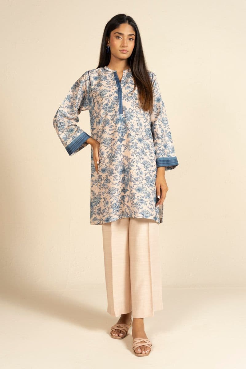 Blue Printed Linen Ready-to-Wear Shirt thumbnail
