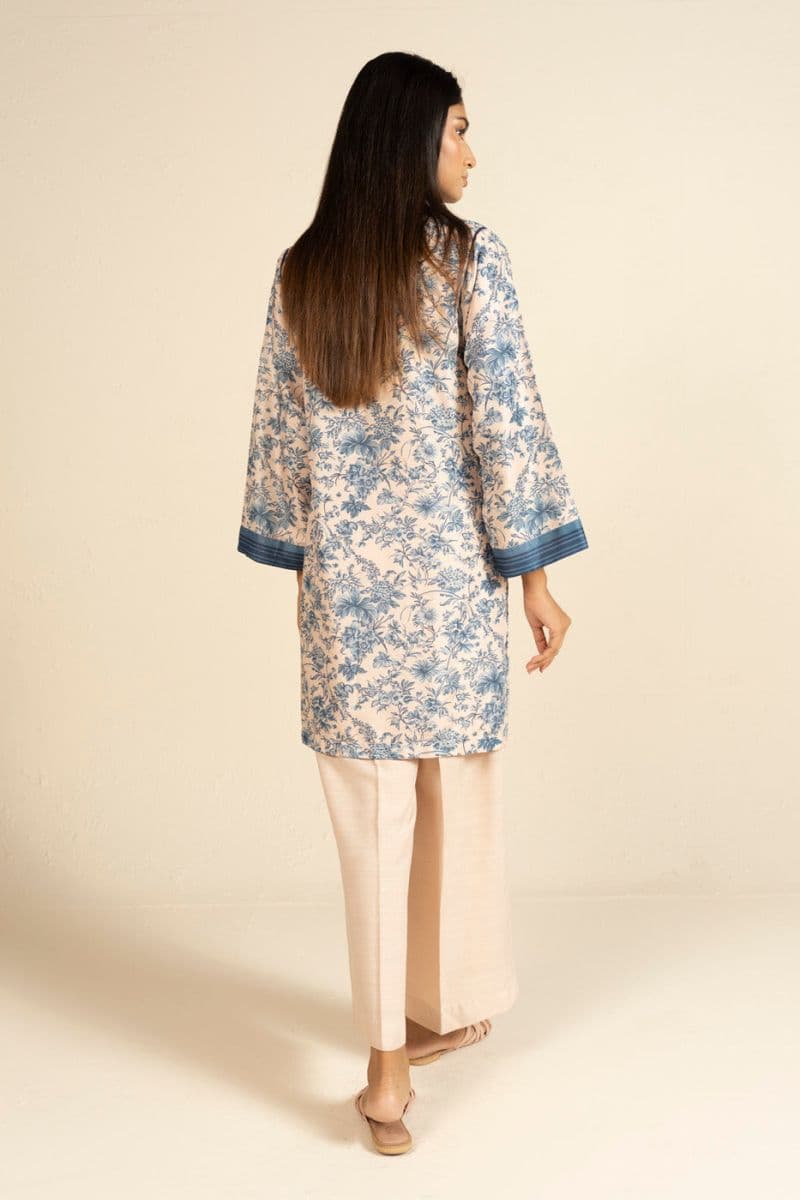 Blue Printed Linen Ready-to-Wear Shirt thumbnail