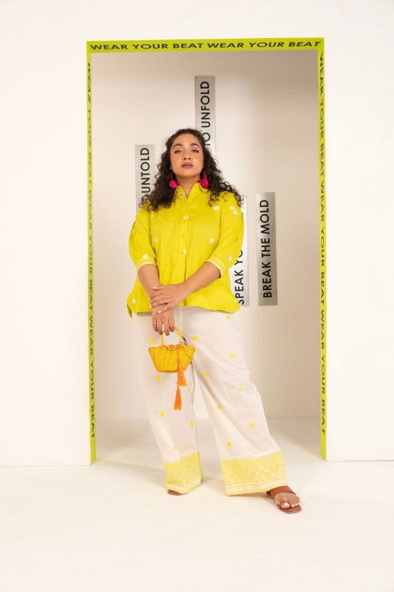 White/Yellow Ready-to-Wear Trouser thumbnail