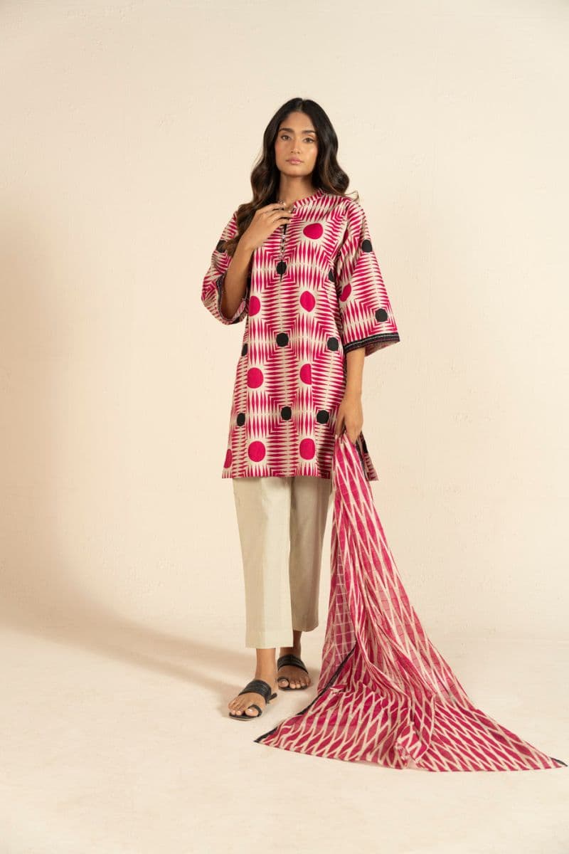 Pink Printed Cambric Dupatta thumbnail