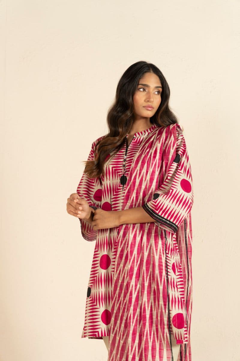 Pink Printed Cambric Dupatta thumbnail