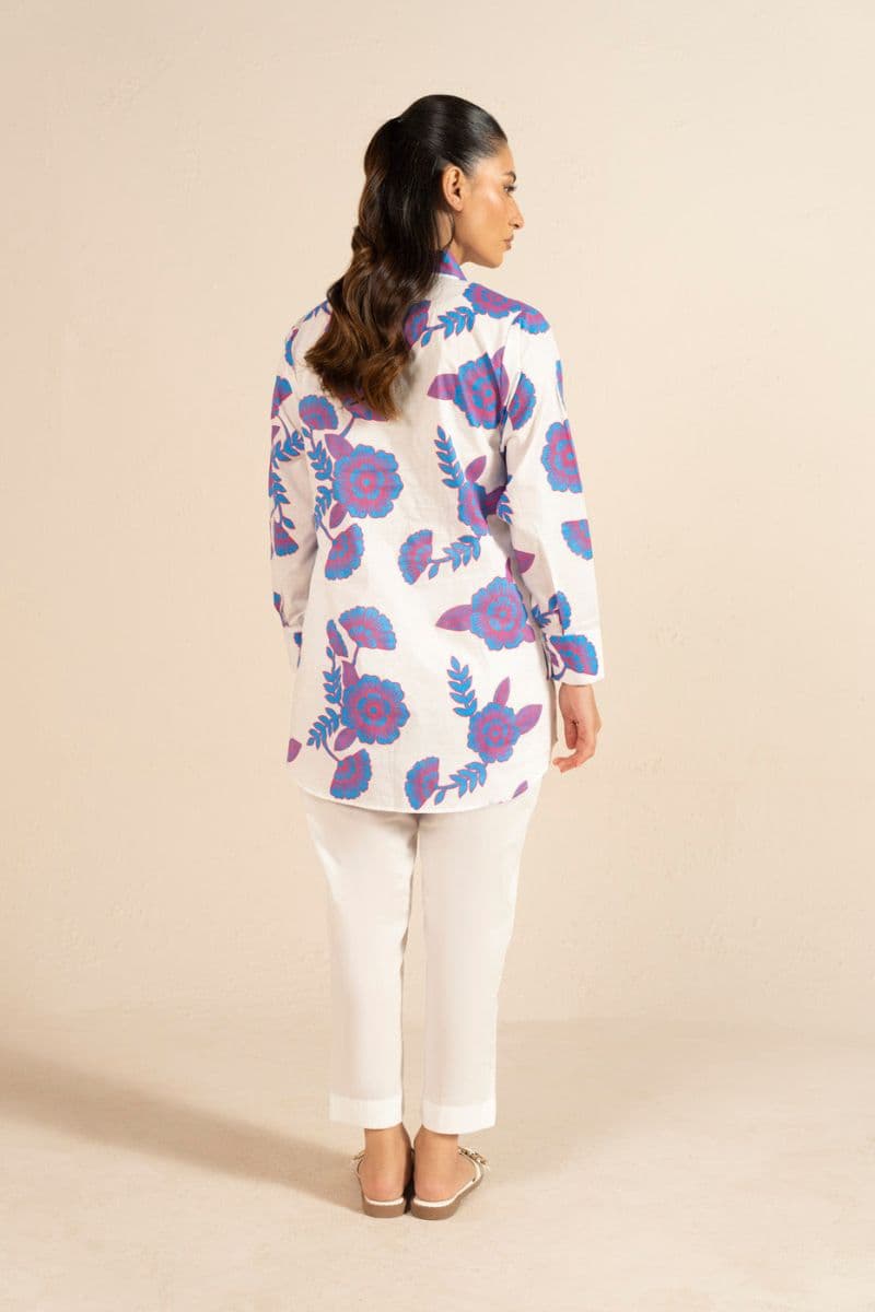 Blue/White Printed Cambric Ready-to-Wear Shirt thumbnail