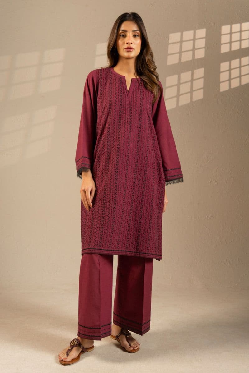 Purple Embroidered Cambric 2 Piece Ready-to-Wear Shirt thumbnail
