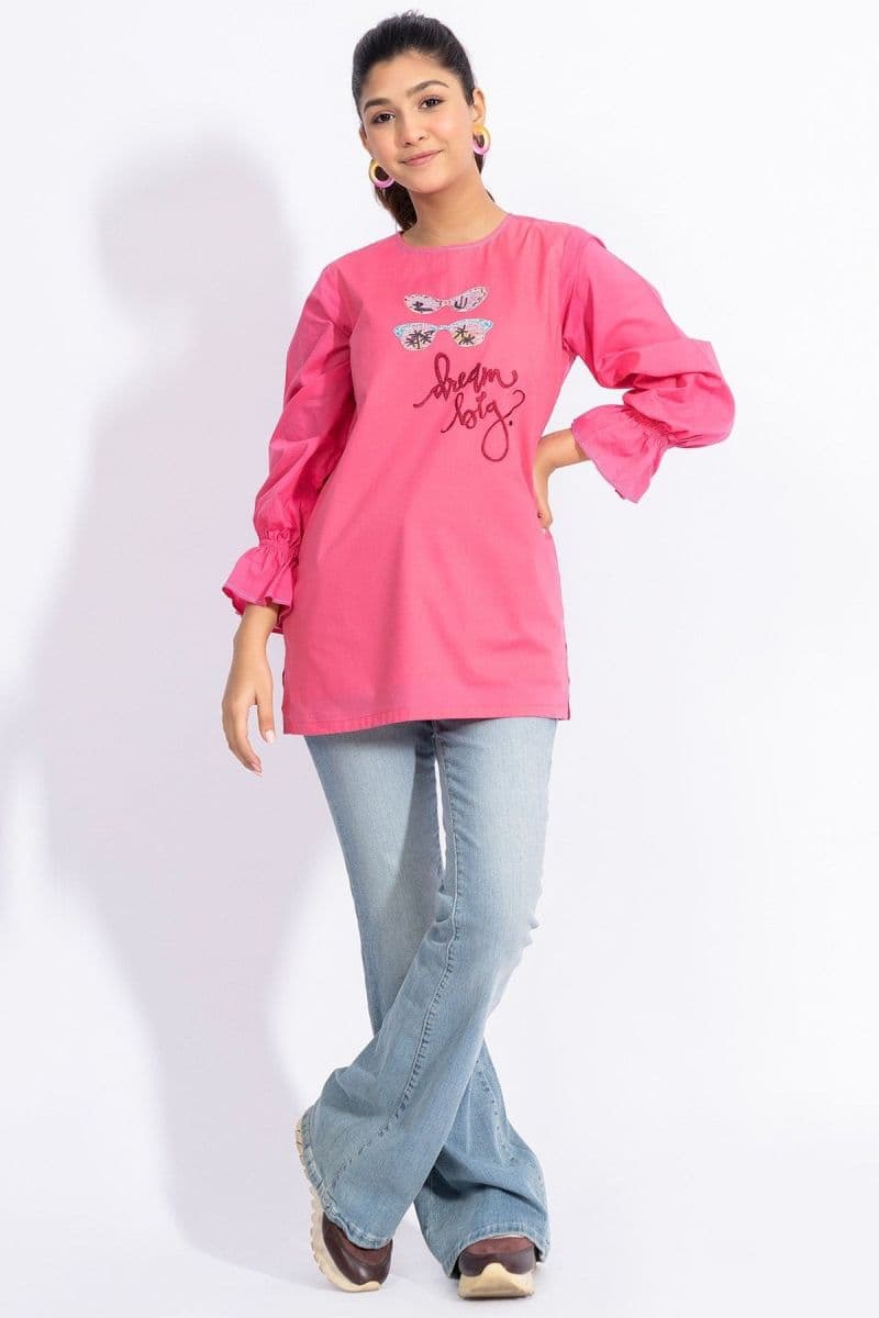Pink Embroidered Cambric Ready-to-Wear Suit thumbnail