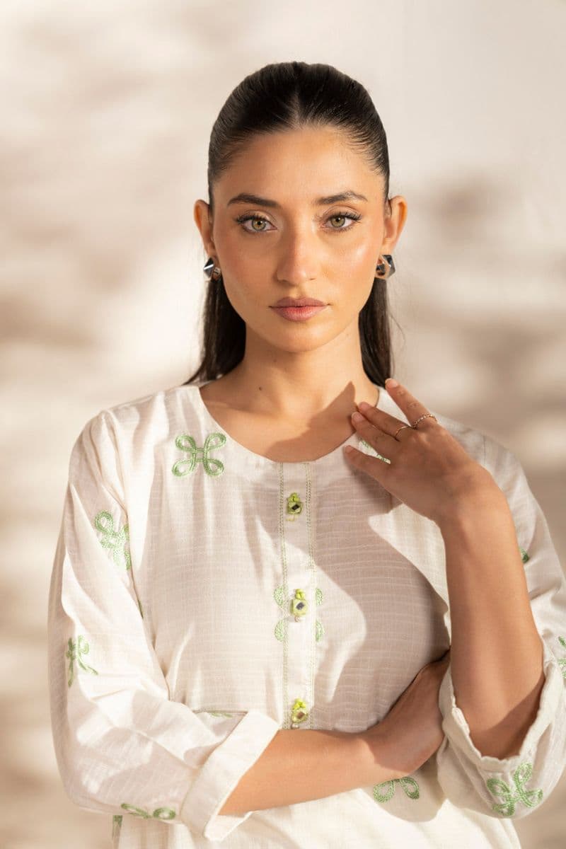 White Embroidered Dobby 2 Piece Ready-to-Wear Shalwar thumbnail