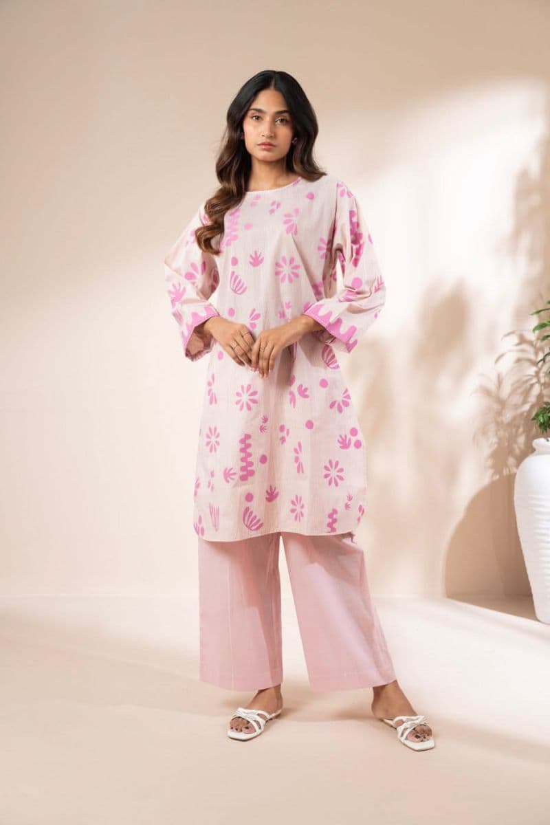 Pink Printed Yarn Dyed 2 Piece Ready-to-Wear Shirt thumbnail
