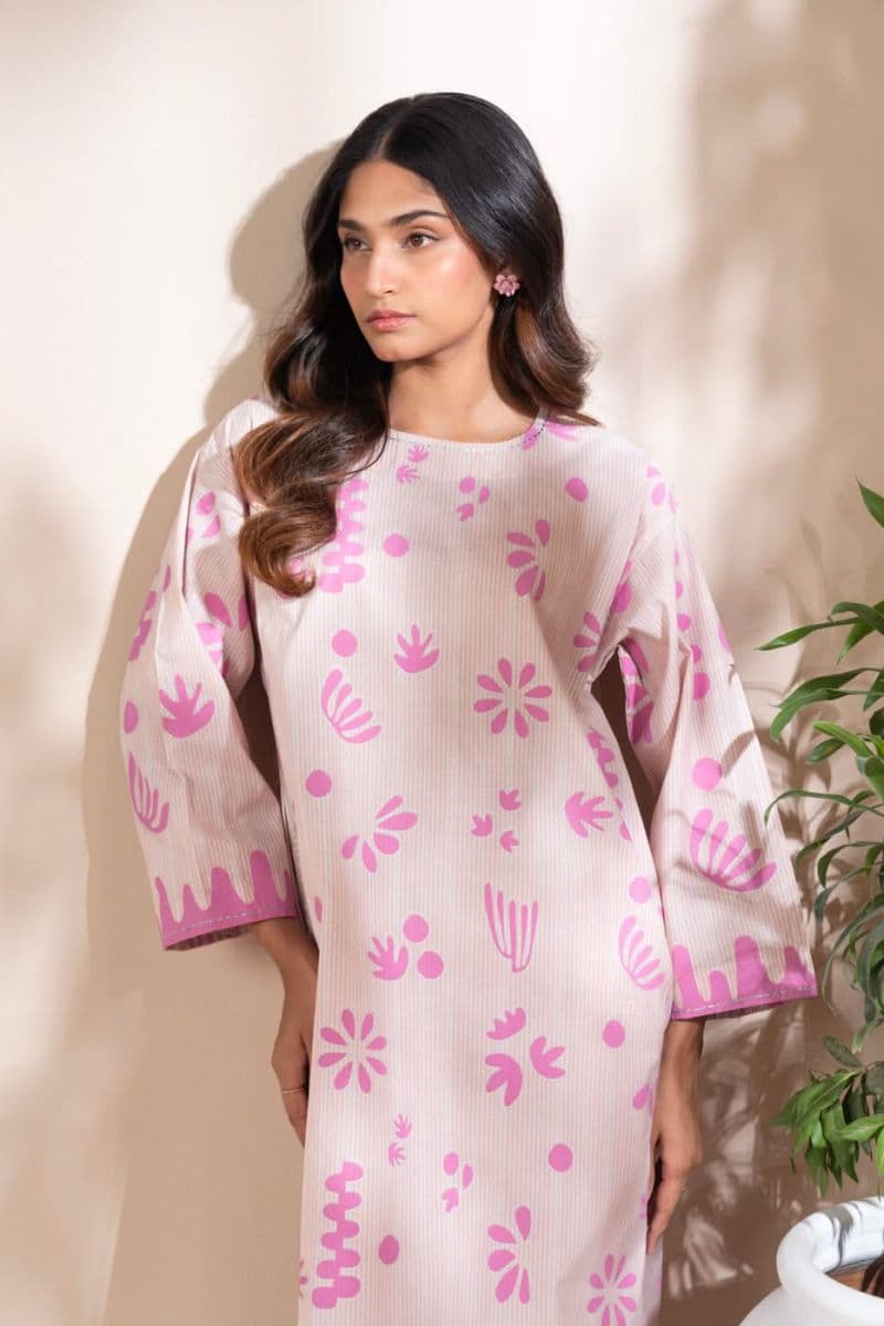 Pink Printed Yarn Dyed 2 Piece Ready-to-Wear Shirt thumbnail