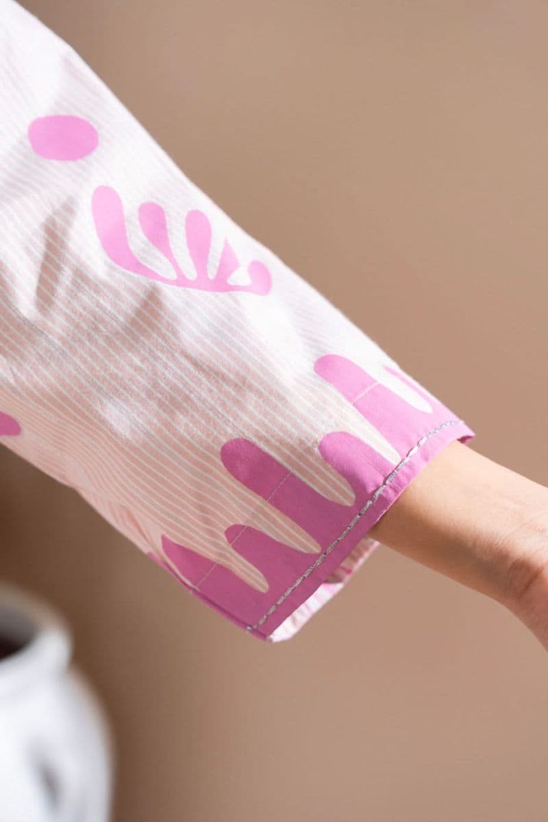 Pink Printed Yarn Dyed 2 Piece Ready-to-Wear Shirt thumbnail
