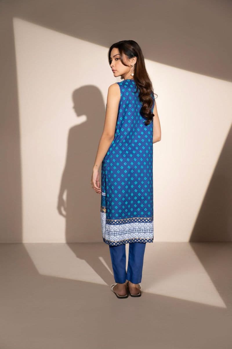 Dark Blue Printed Cambric 2 Piece Ready-to-Wear Suit thumbnail
