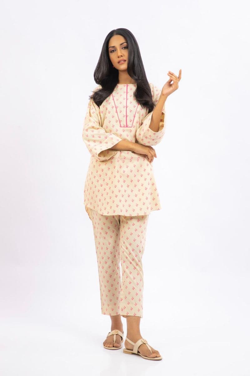 Off White Printed 2 Piece Ready-to-Wear Suit thumbnail
