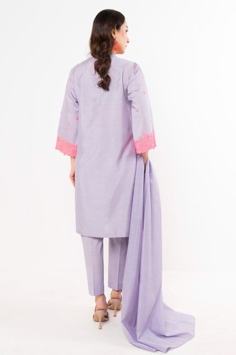 Lilac Embroidered Cotton Silk Ready-to-Wear Suit thumbnail