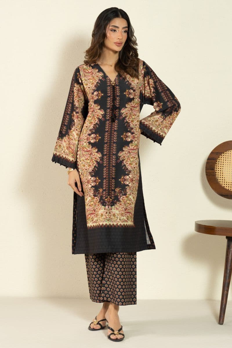 Black Printed Khaddar 2 Piece Ready-to-Wear Suit thumbnail