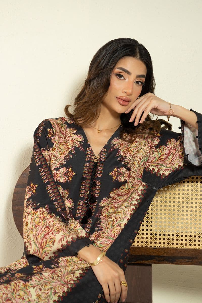 Black Printed Khaddar 2 Piece Ready-to-Wear Suit thumbnail