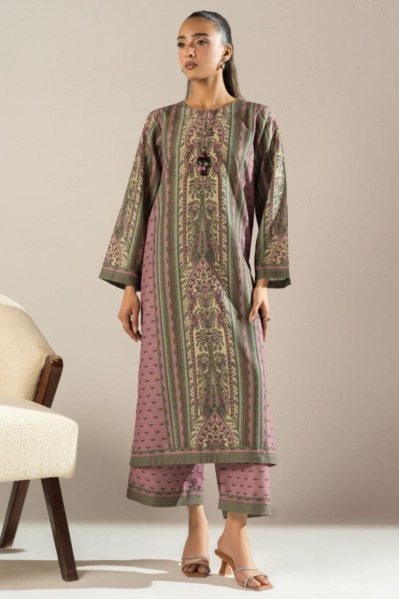 Mauve Printed Poly Khaddar 2 Piece Ready-to-Wear Suit thumbnail