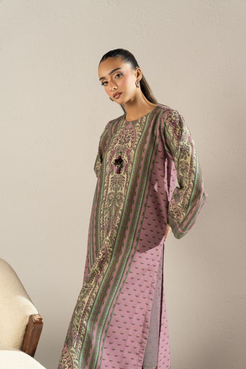 Mauve Printed Poly Khaddar 2 Piece Ready-to-Wear Suit thumbnail