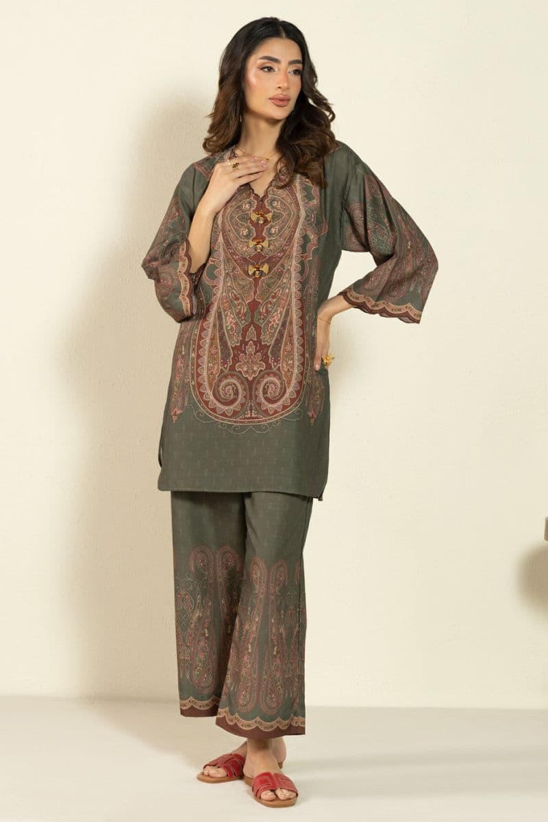 Green Printed Poly Khaddar 2 Piece Ready-to-Wear Suit thumbnail