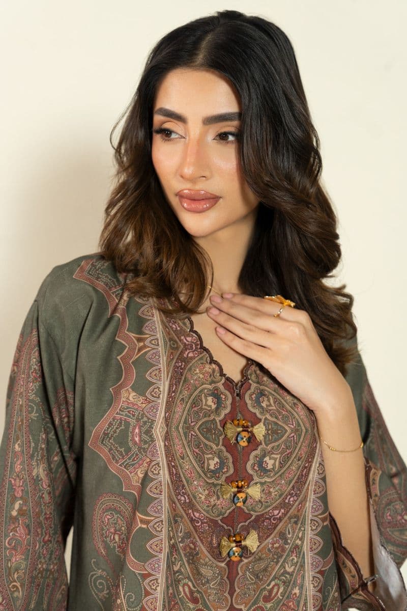 Green Printed Poly Khaddar 2 Piece Ready-to-Wear Suit thumbnail