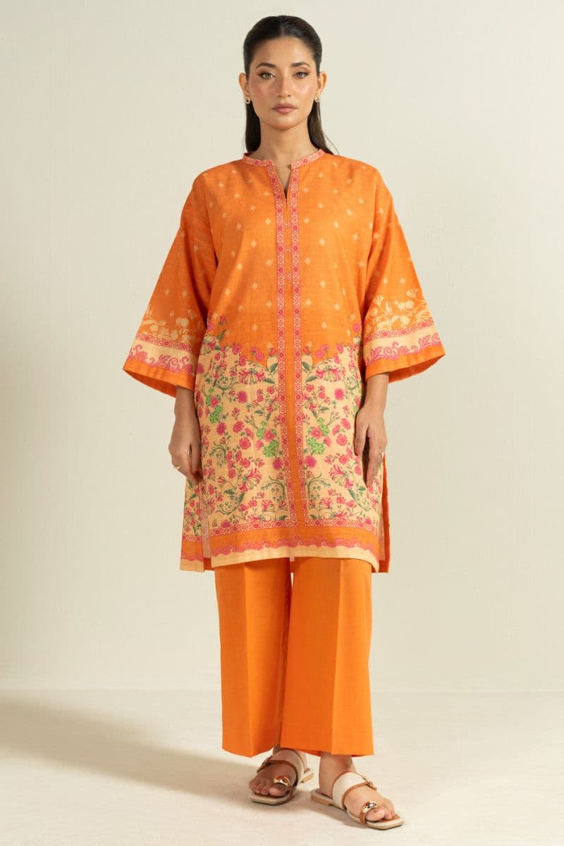 Orange Printed Light Khaddar Ready-to-Wear Shirt thumbnail