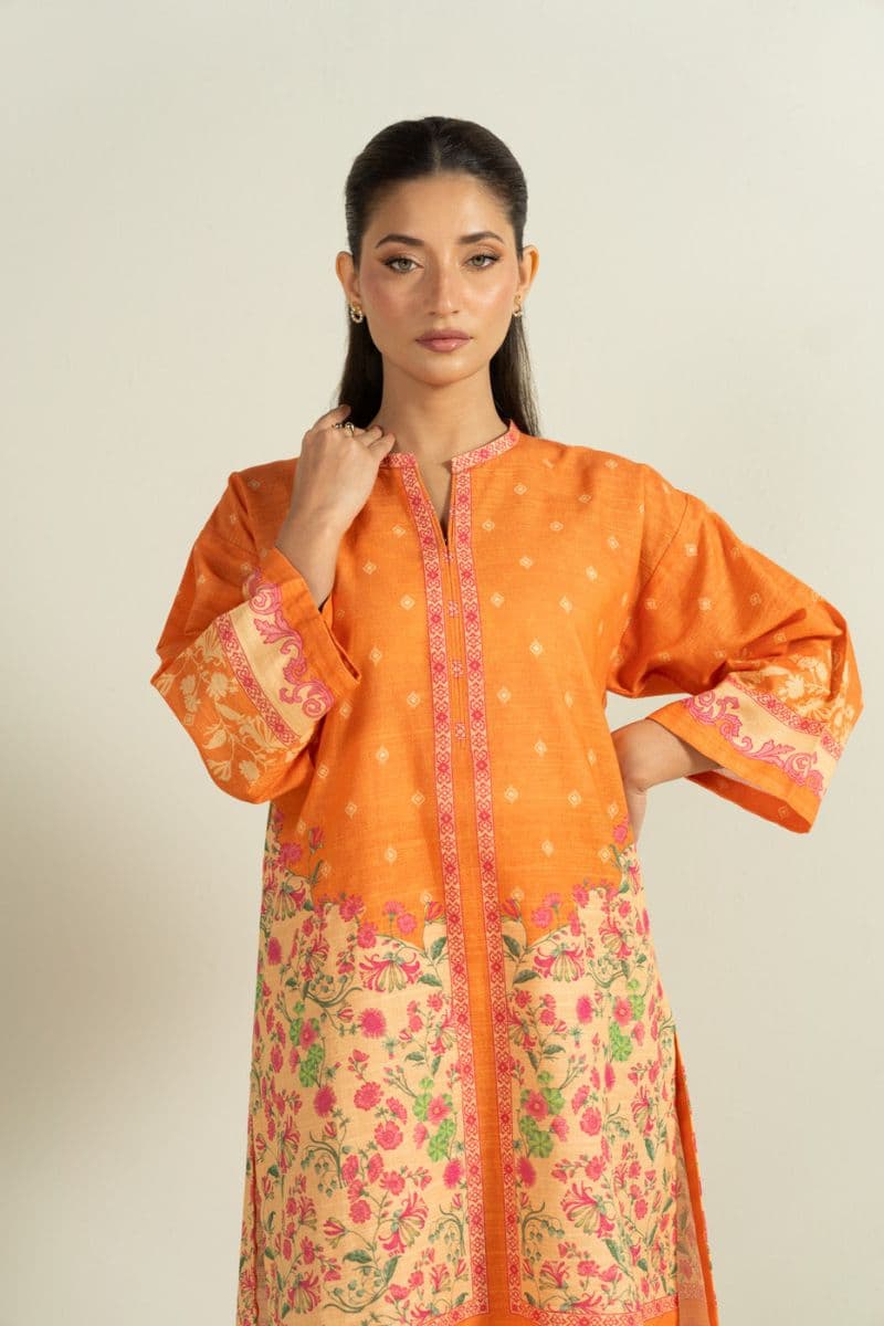 Orange Printed Light Khaddar Ready-to-Wear Shirt thumbnail