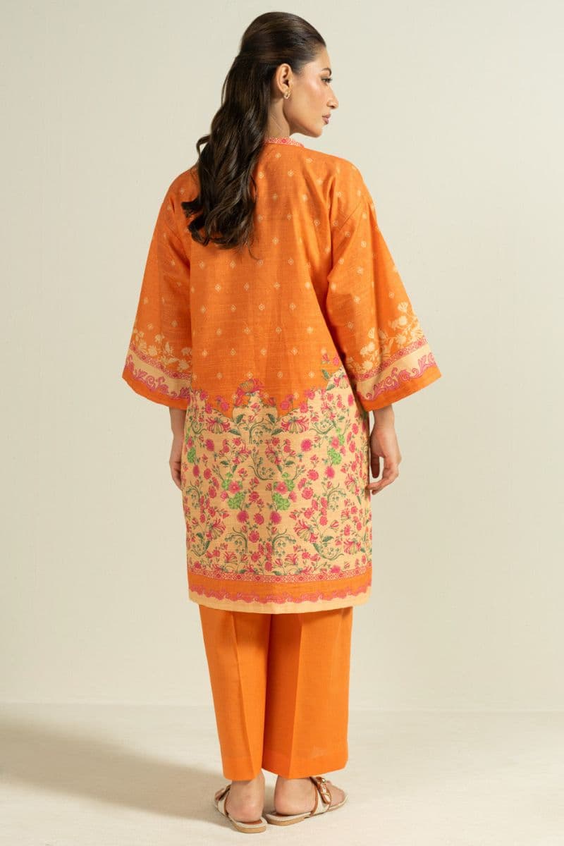 Orange Printed Light Khaddar Ready-to-Wear Shirt thumbnail