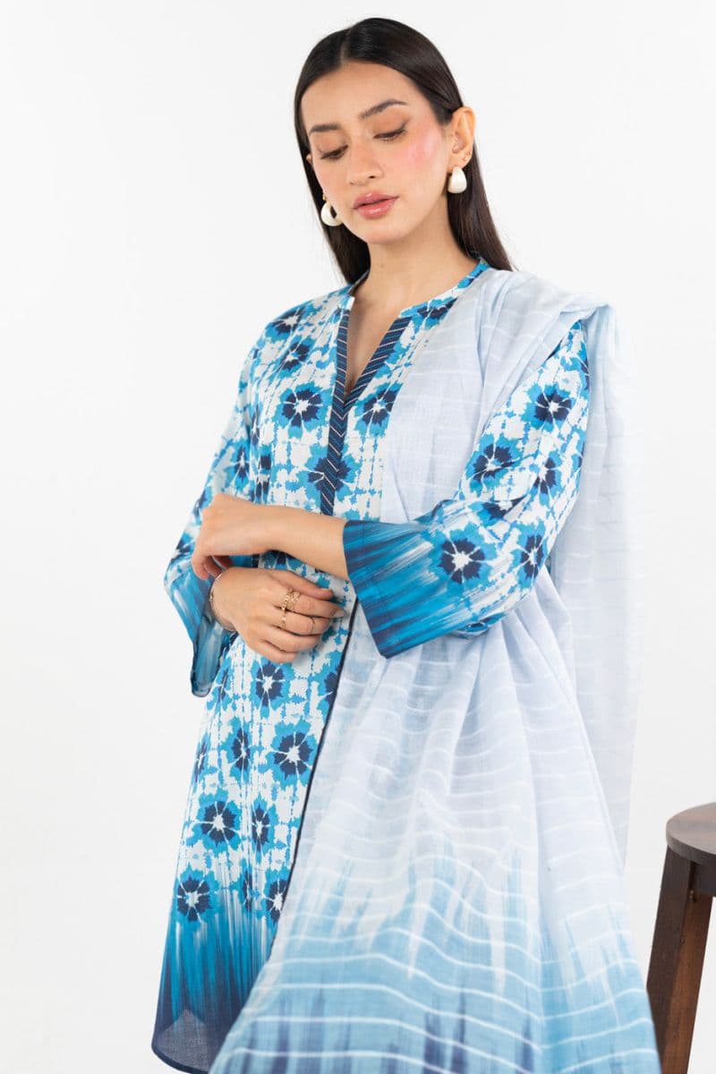 Blue Printed Cambric Ready-to-Wear Shirt thumbnail
