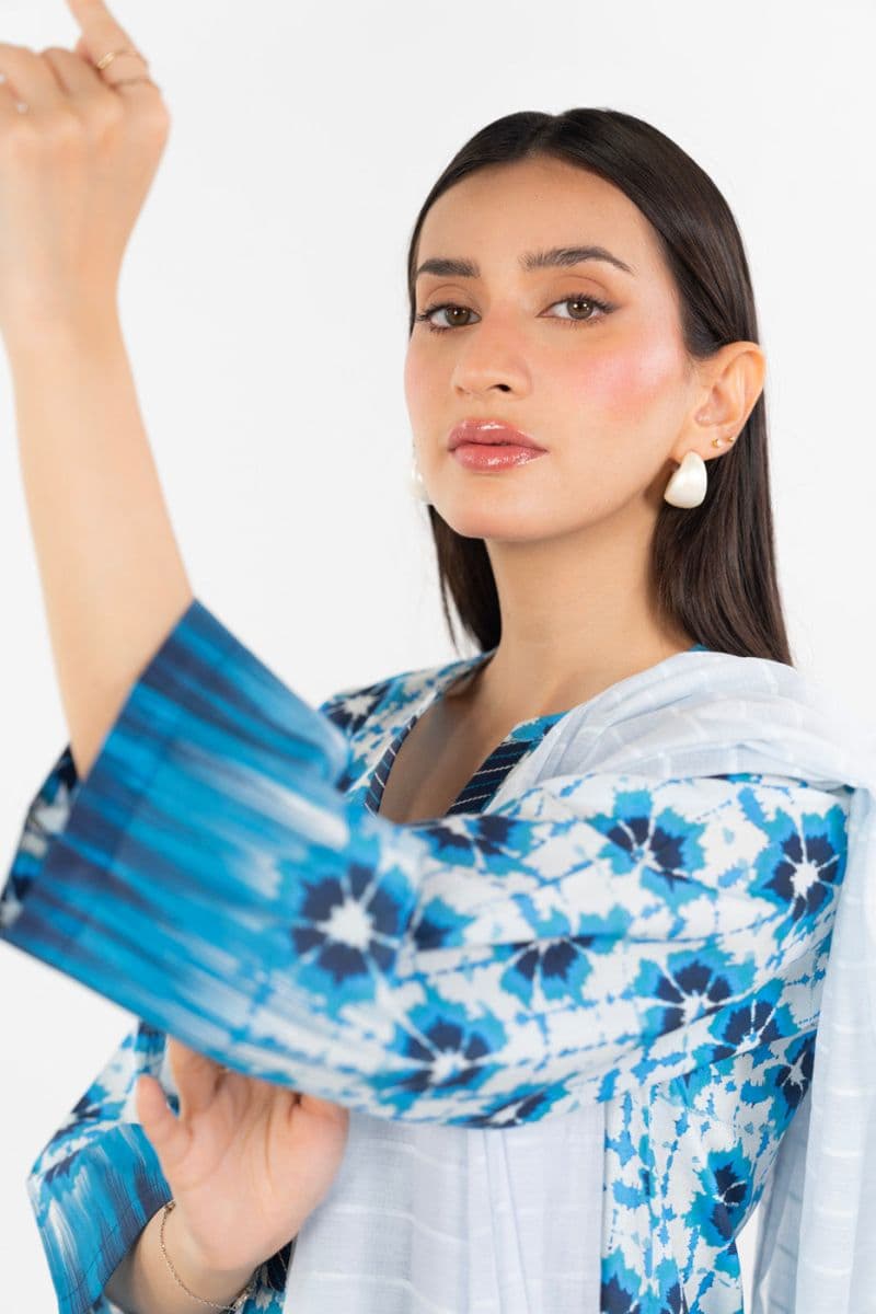 Blue Printed Cambric Ready-to-Wear Shirt thumbnail