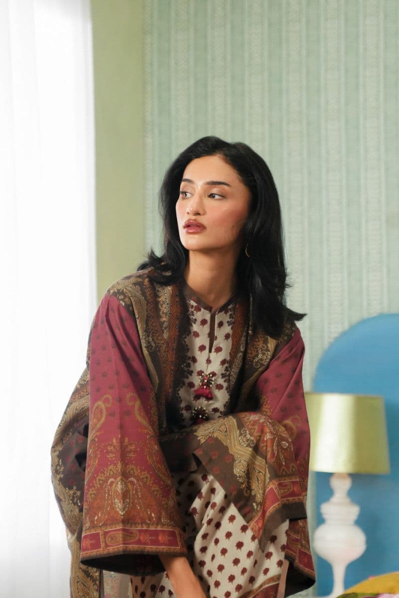 Brown Printed Poly Khaddar 2 Piece Ready-to-Wear Suit thumbnail