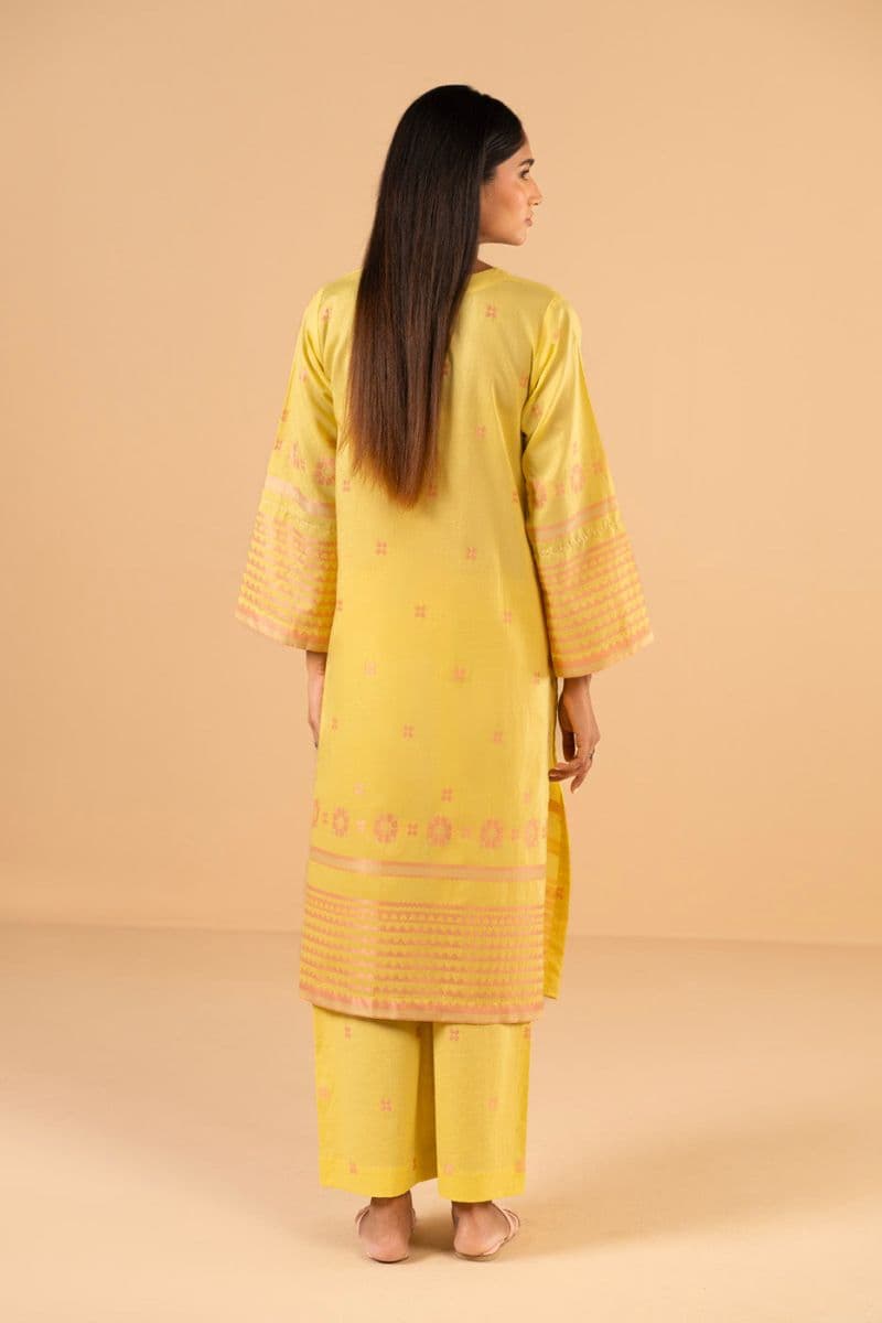 Yellow Embroidered Jacquard 2 Piece Ready-to-Wear Shirt thumbnail