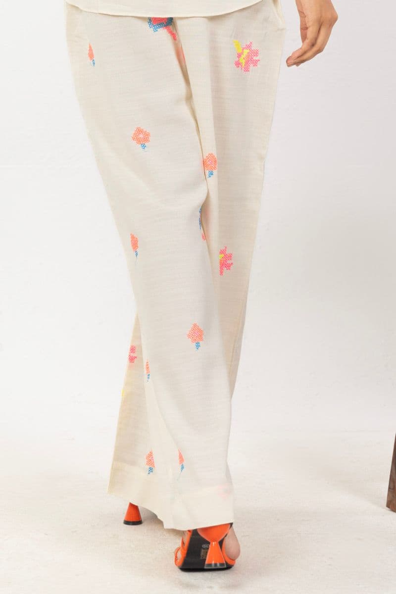 Cream Embroidered Silk Ready-to-Wear Suit thumbnail
