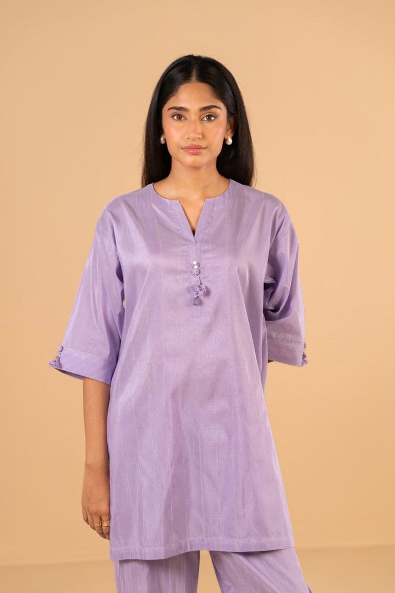 Purple Printed Yarn Dyed Ready-to-Wear Shirt thumbnail