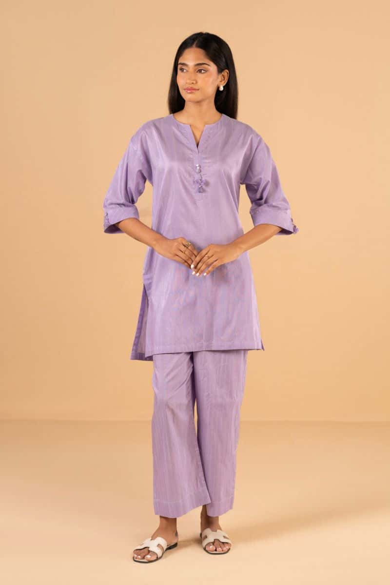 Blue Printed Yarn Dyed 2 Piece Ready-to-Wear Shirt