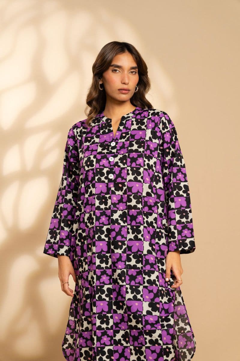Purple Printed Cambric Ready-to-Wear Shirt thumbnail