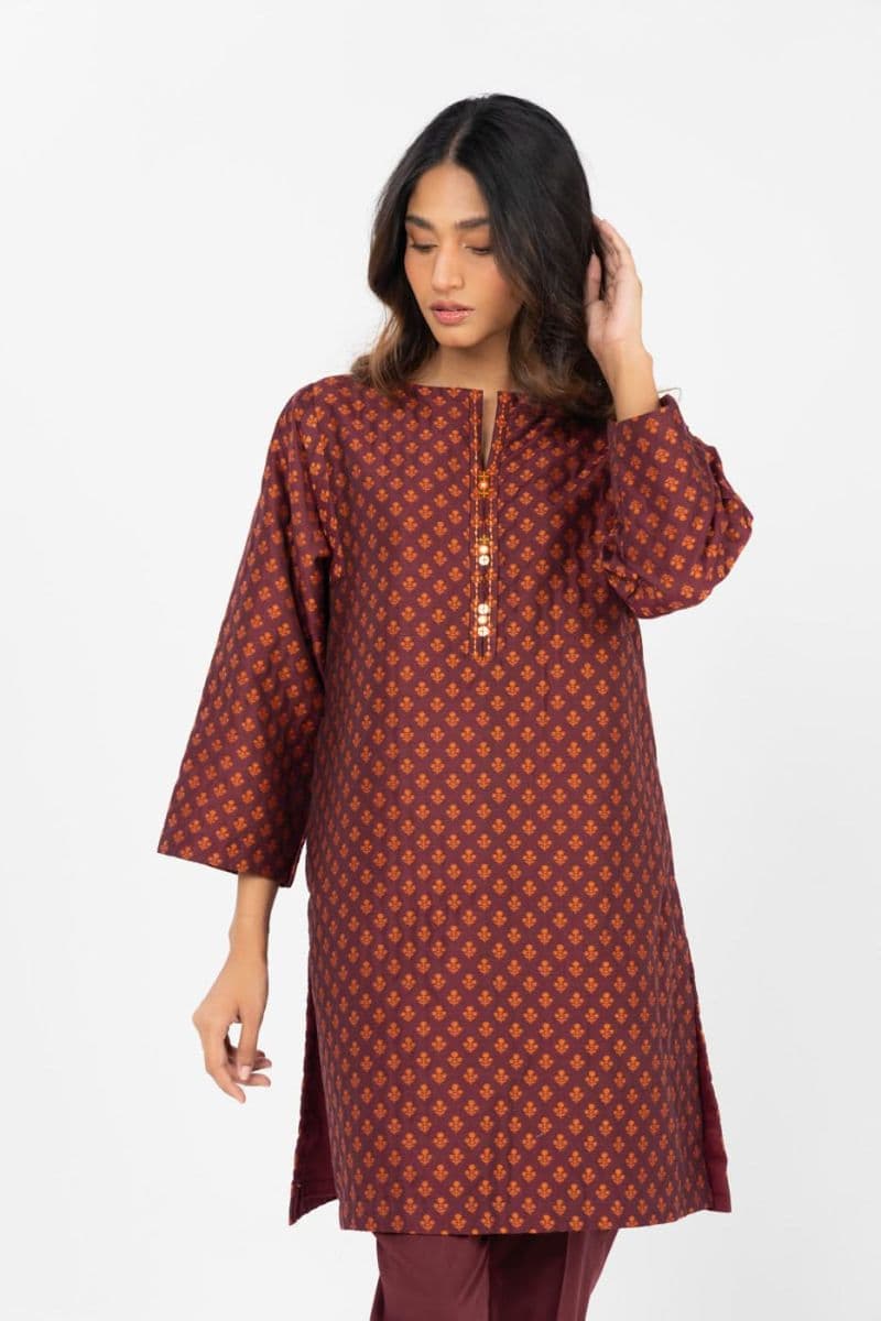 Maroon Jacquard Ready-to-Wear Shirt thumbnail