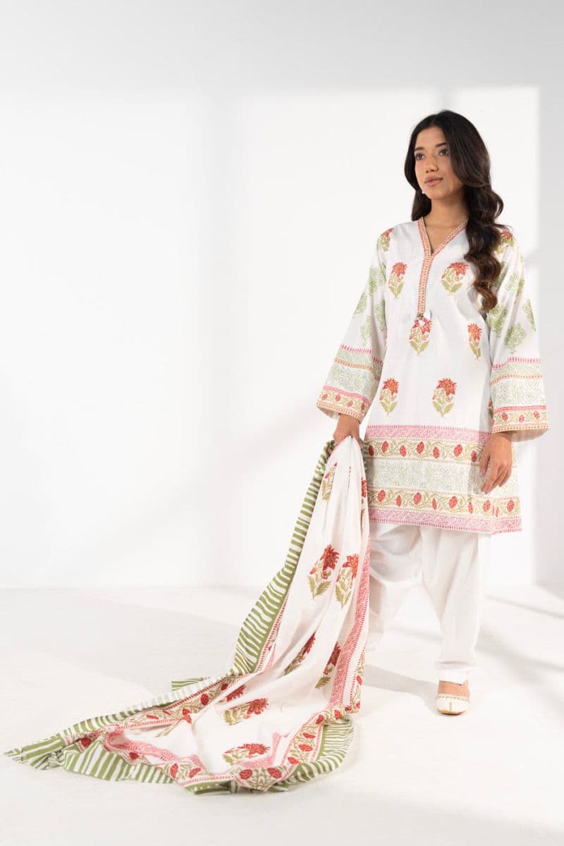 White Printed 3 Piece Ready-to-Wear Suit thumbnail