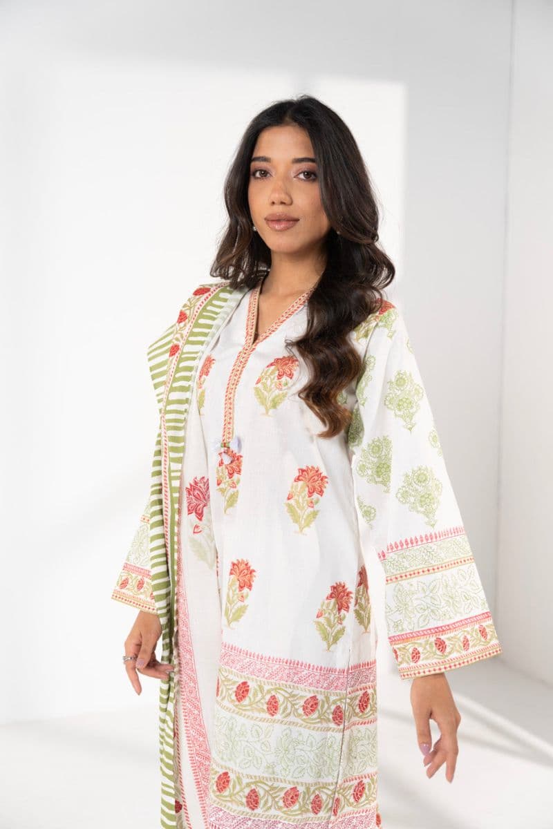 White Printed 3 Piece Ready-to-Wear Suit thumbnail