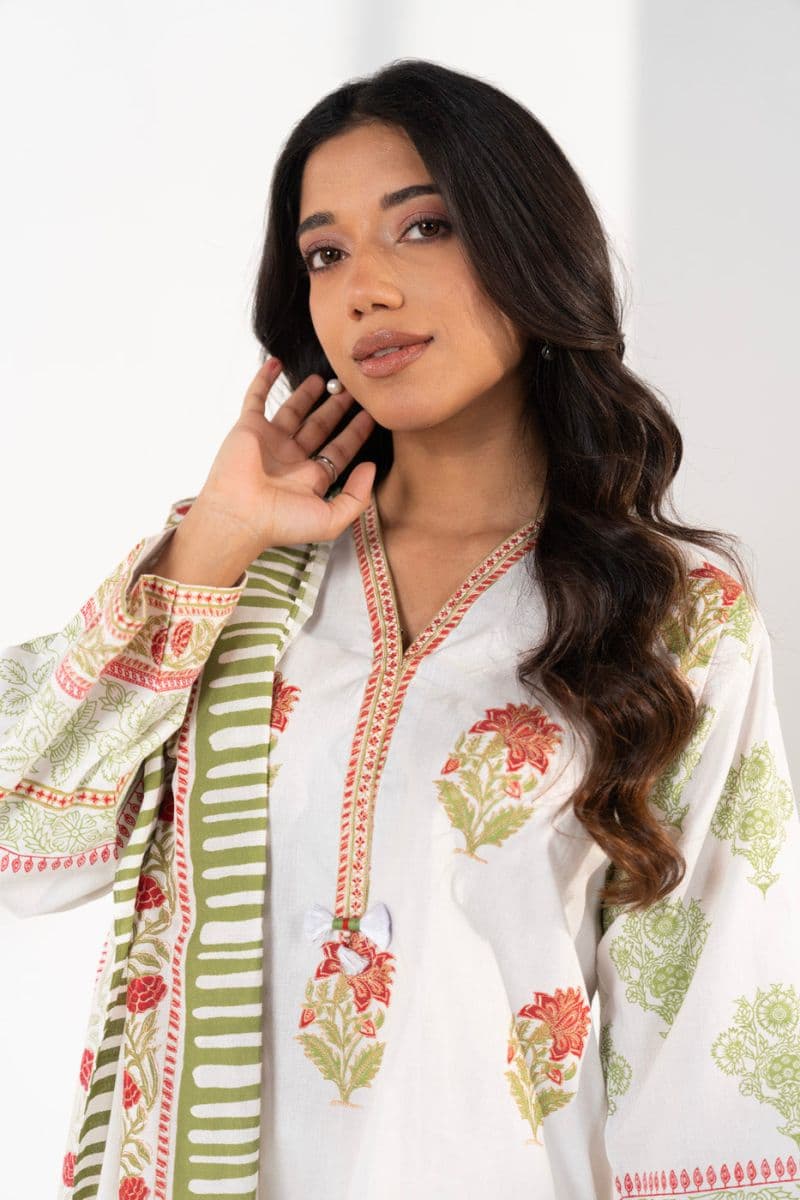 White Printed 3 Piece Ready-to-Wear Suit thumbnail