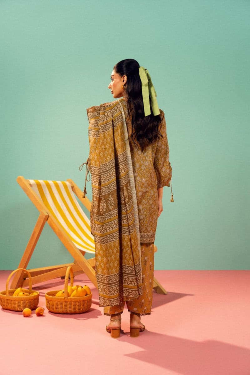 Mustard Printed Lawn 3 Piece Unstitched Suit thumbnail