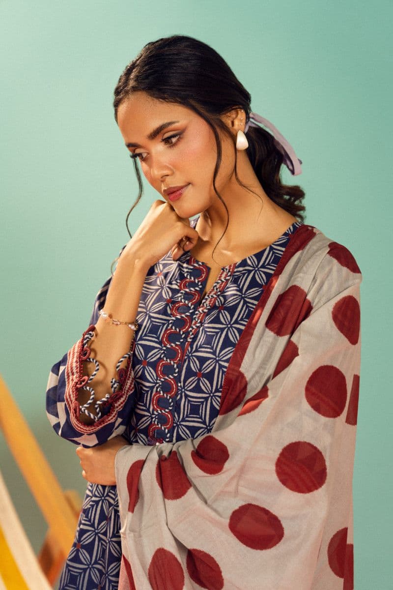 Blue Printed Lawn 3 Piece Unstitched Suit thumbnail