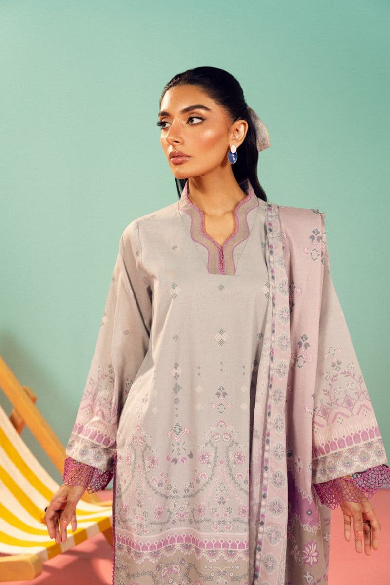 Grey Printed Lawn 3 Piece Unstitched Suit thumbnail