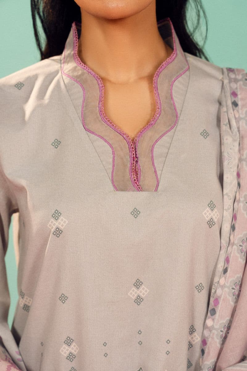 Grey Printed Lawn 3 Piece Unstitched Suit thumbnail