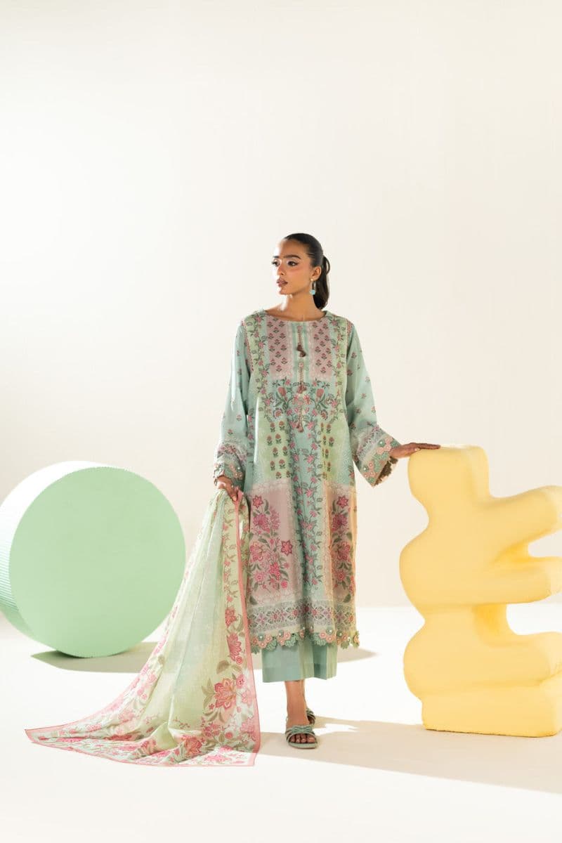 Green Printed Lawn 3 Piece Unstitched Suit thumbnail