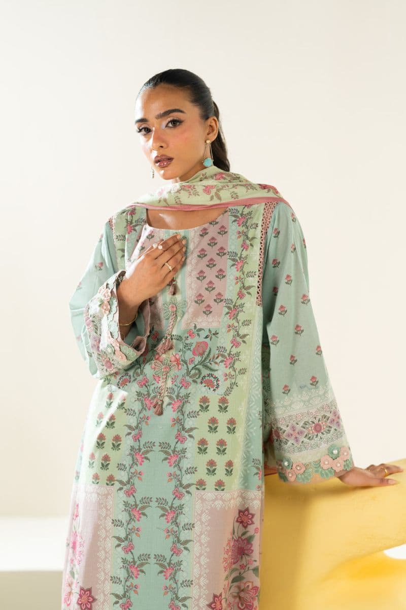 Green Printed Lawn 3 Piece Unstitched Suit thumbnail