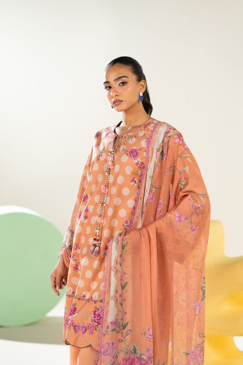 Peach Printed Lawn 3 Piece Unstitched Suit thumbnail